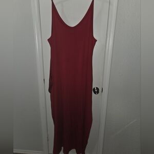 Elegant Burgundy Red Maxi Dress 3x